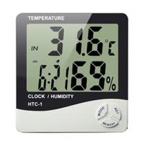 Medidor De Umidade Ar E Temperatura Relógio Digital Htc-1 - MaxPow