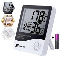 Medidor de Umidade e Temperatura Digital Termo Higrômetro Com Relógio Despertador e Data