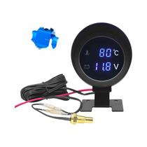 Medidor Digital De Temperatura Da Água LED 12V 24V Voltímetro Redondo Com Sensor De Temperatura