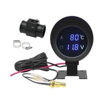 Medidor Digital De Temperatura De Água E Voltímetro LED 2 Em 1 Para Carro E Moto Com Sensor Redondo