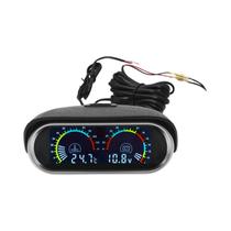 Medidor Digital de Temperatura e Tensão 12V/24V para Carro - Display LCD 10mm