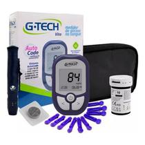 Medidor Glicose Diabete Gtech Vita Kit Com 1 Aparelho 1 Caneta 10 Tiras 10 Lancetas Completo
