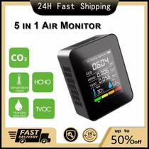 Medidor Qualidade Do Ar 5 Em 1 Co2 Hcho Temperatura Umidade