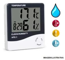 Medidor Temperatura Umidade Termo Higrômetro Relógio Digital