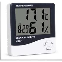 Medidor Umidade Temperatura Relógio Digital Higrômetro