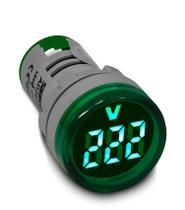 Medidor Voltímetro Digital 22mm Verde de 20-500Vca - AD22-22VS-G