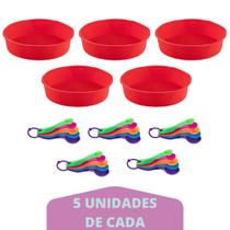 Medidora 5 Pç + Forma de Silicone 24cm Redonda Sortida 5Un