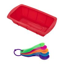 Medidora 5 Pçs Cores + Assadeira Para Pão Sortida Silicone - QUALITY HOUSE Medidora 5 Pçs Cores + Assadeira Para Pão Sortida Silicone - QUALITY HOUSE