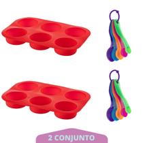 Medidora 5 Pçs + Forma de Silicone Cupcake Sortida 2Un - QUALITY HOUSE