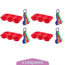 Medidora 5 Pçs + Forma de Silicone Cupcake Sortida 4Un