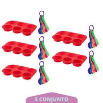 Medidora 5 Pçs + Forma de Silicone Cupcake Sortida 5Un