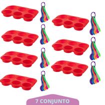 Medidora 5 Pçs + Forma de Silicone Cupcake Sortida 7Un
