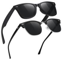 MEETSUN Gafas de Sol Clásicas Retro Semi-Aro UV400 Paquete de 2 MEETSUN Gafas de Sol Clásicas Retro Semi-Aro UV400 Paquete de 2