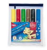 Mega Caneta Hidrocolor Tris Super Jumbo 6 Cores