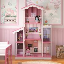Mega Casa De Boneca Sonho 8 Cômodos Branco Rosa Mega Casa De Boneca Sonho 8 Cômodos Branco Rosa