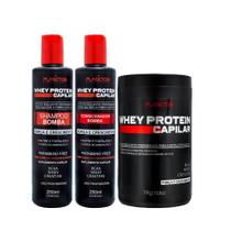 Mega Combo Whey Protein Shampoo e Condicionador 250ml + máscara 1kg