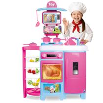 Mega Cozinha Infantil Completa 92cm C/ Acessórios Geladeira Forno Fruteira