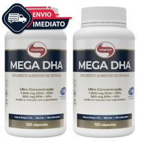 MEGA DHA VITAFOR Kit com 2 Frascos De 120 Cápsulas Ômega 3 Alta Concentração ORIGINAL MEGA DHA VITAFOR Kit com 2 Frascos De 120 Cápsulas Ômega 3 Alta Concentração ORIGINAL