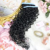 Mega hair adesivo cabelo bio vegetal preto cacheado iv 55/60/65 cm - 4 tiras