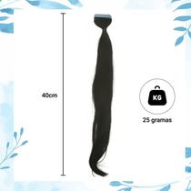 Mega Hair Aplique Fita Adesiva Cabelo Humano 40Cm Castanho