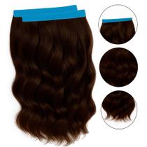 Mega Hair Fita Adesiva castanho ondulado 50cm 2 tela 20g