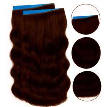 Mega Hair Fita Adesiva castanho ondulado INVISIVEL 60cm 2 telas 20g