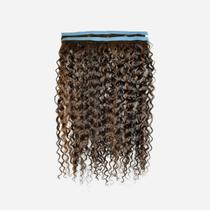 Mega Hair Fita Adesiva Fibra Vegetal Castanho Cacheado