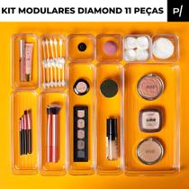 MEGA KIT 11 Organizadores Modular de Acrílico Multiuso, Organizador de Talheres/Joias/Maquiagem/Etc