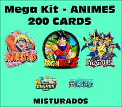 MEGA KIT ANIMES - 200 Cards Misturados (50 pacotes) Naruto, Dragon Ball, Yu-Gi-Oh, Digimon, One Piece - LojaVMR