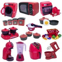 Mega Kit Brinquedo Eletro Panela Mercado Vermelho 42Pç Mega Kit Brinquedo Eletro Panela Mercado Vermelho 42Pç