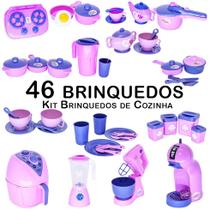 Mega Kit Cozinha Infantil Eletro Jogo Panela Talheres 46pç