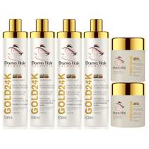 Mega Kit Hidratação Ouro 2 Kit Gold 24k Dama Hair Revitalização Capilar 6 Itens Mega Kit Hidratação Ouro 2 Kit Gold 24k Dama Hair Revitalização Capilar 6 Itens