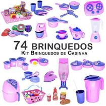 Mega Kit Infantil Mercado Comida Tabua Panela Fogão Fuê 74pç