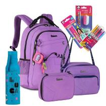 Mega Kit Luluca Com Mochila Costas+Estojo Box+Lancheira Térmica+Garrafa Térmica+Itens de Papelaria C