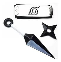 Mega Kit Ninja Bandana Naruto + Kunai 21 Cm + Shuriken 8 Cm