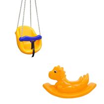 Mega Kit Playground Infantil / Gangorra Amarela - Balanço Amarelo com Azul - Diversão