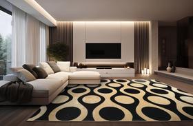 Mega Tapete para sala Marbella Elite Cyclone Black Chopin 250x350 cm - Antiderrapante, Lavável e Sofisticado