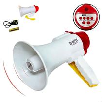 Megafone De Mao Amplificador Voz Gravador Bateria Recarga COR:BRANCO