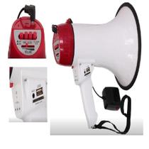 megafone profissional com microfone, sirene, usb, sd, gravador e led - 30w mp3 recarregável - MAKEDA