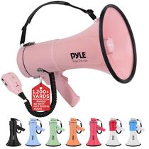 Megafone Pyle 50W Bullhorn com sirene, música, disco rosa Megafone Pyle 50W Bullhorn com sirene, música, disco rosa