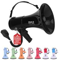 Megafone Pyle 50W portátil com sirene e entrada auxiliar - preto Megafone Pyle 50W portátil com sirene e entrada auxiliar - preto