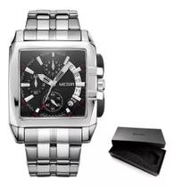 Megir Preto Big Dial Luxo Marca Top De Quartzo Clássico.