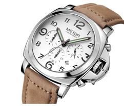 MEGIR - Relógio quartz esportivo sem gênero, com pulseira de couro