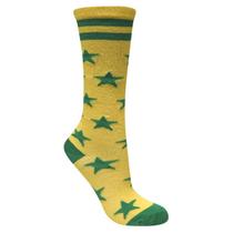 Meia 3/4 Cano Alto Copa Estrelada Amarela Infantil e Adulto