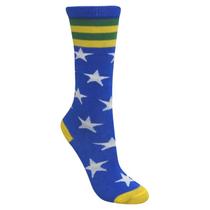 Meia 3/4 Cano Alto Copa Estrelada Azul Infantil e Adulto