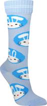 Meia 3/4 Cano Alto Pascoa coelho azul Infantil divertida Meia 3/4 Cano Alto Pascoa coelho azul Infantil divertida