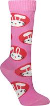 Meia 3/4 Cano Alto Pascoa coelho Rosa Infantil divertida Meia 3/4 Cano Alto Pascoa coelho Rosa Infantil divertida