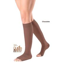 Meia 3/4 Ever Sheer Sigvaris - 20-30 mmHg - Aberta - Chocolate - G3