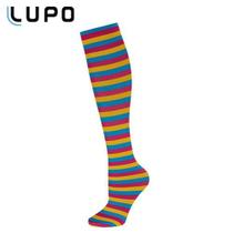 Meia 3/4 feminina listrada divertida adulto Lupo