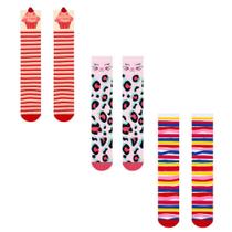 Meia 3/4 infantil divertida feminina tamanho 31 ao 34 pimpolho